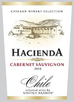 HACIENDA CHILEAN WINERY SELECTION CABERNET SAUVIGNON 2008 CHILE