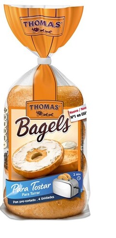 THOMAS' Bagels Nuevo/Novo Nº1 en USA Para Tostar Para Torrar Pan pre-cortado 4 Unidades 2 Min