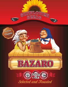 SUNFLOWER SEEDS Premium Classic  BAZARO 500 g 1.10LB Roasted Roasted Selected Selected Selected and Roasted