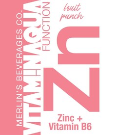MERLIN'S BEVERAGES CO. VITAM!NAQUA FUNCTION fruit punch Zn Zinc + Vitamin B6