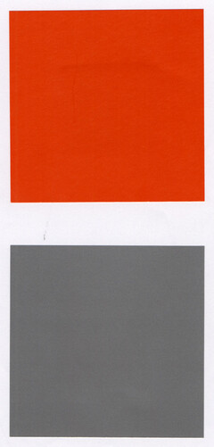 Pantone "warm red", "cool gray 8".