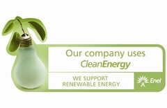 Our company uses CleanEnergy We support renewable energy ENEL