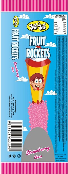 JOJO FRUIT ROCKETS Strawberry Chew