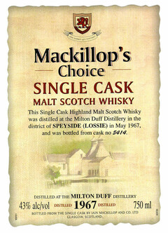Mackillop's Choice SINGLE CASK MALT SCOTCH WHISKY