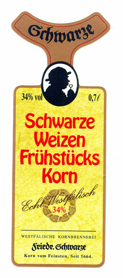 Schwarze Schwarze Weizen Frühstücks Korn Echt Westfälisch WESTFÄLISCHE KORNBRENNEREI Friedr. Schwarze