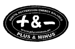 BERTIL PETTERSSON ENERGY BALANCE + & - www.plusminus.se PLUS & MINUS