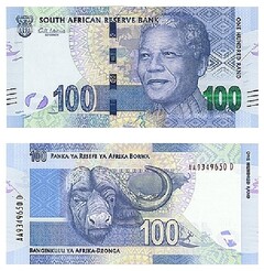 SOUTH AFRICAN RESERVE BANK, ONE HUNDRED RAND, PANKA YA RESEFE YA AFRIKA BORWA, BANGINKULU YA AFRIKA-DZONGA