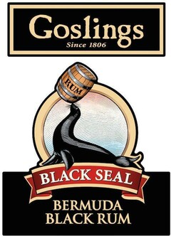 GOSLINGS SINCE 1806 RUM BLACK SEAL BERMUDA BLACK RUM