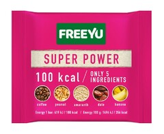 FREEYU SUPER POWER 100 kcal ONLY 5 INGREDIENTS coffee peanut amaranth date banana