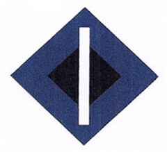 Diamond with blue border and black inside, crossed by a vertical white band.