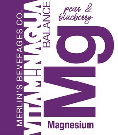 MERLIN'S BEVERAGES CO. VITAM!NAQUA BALANCE pear & blueberry Mg Magnesium