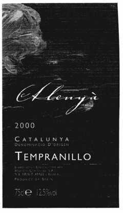 Alenyà 2000 CATALUNYA DENOMINACIO D'ORIGEN TEMPRANILLO