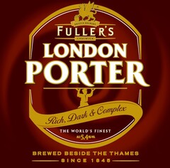 GRIFFIN BREWERY FULLER'S CHISWICK LONDON PORTER RICH, DARK & COMPLEX THE WORLD'S FINEST ALC. 5.4% VOL BREWED BESIDE THE THAMES SINCE 1845