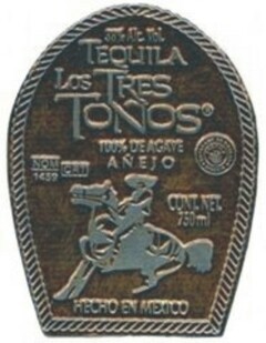 TEQUILA LOS TRES TONOS 100% DE AGAVE AÑEJO HECHO EN MEXICO