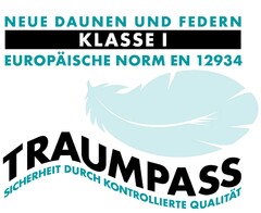 NEUE DAUNEN UND FEDERN KLASSE 1
EUROPÄISCHE NORM EN 12934
TRAUMPASS
SICHERHEIT DURCH KONTROLLIERTE QUALITÄT