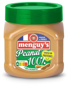 FABRIQUÉ EN FRANCE menguy's Peanut 100 % source de PROTEINES 100 % CACAHUÈTES Cacahuète des Amériques