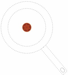 La marque consiste en un cercle de couleur rouge appliqué sur la surface intérieure de poęles, casseroles, crępičres, woks, sauteuses, tel que représenté dans l’illustration jointe ŕ la demande.Couleur revendiquée : rouge..