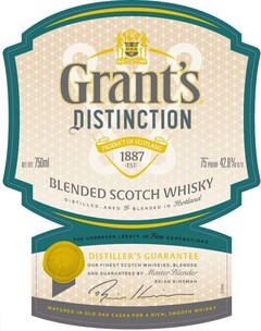 GRANT'S DISTINCTION PRODUCT OF SCOTLAND 1887 EST. BLENDED SCOTCH WHISKY