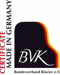 Certificate Made in Germany BVK Bundesverband Klavier e. V.