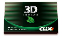 CLIX 3D SABOR LARGO 7 MENTA CHICLES SIN AZUCAR