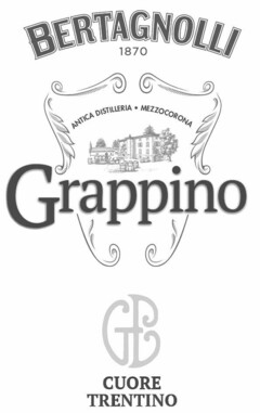 BERTAGNOLLI 1870 ANTICA DISTILLERIA MEZZOCORONA GRAPPINO CUORE TRENTINO