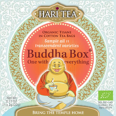 HARI TEA, organic tisane in cotton tea bags, sample all 11 transcendent varieties Buddha Box One with everything