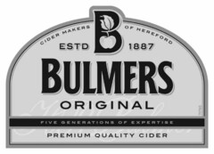 B BULMERS ORIGINAL FIVE GENERATIONS OF EXPERTISE PREMIUM QUALITY CIDER CIDER MAKERS OF HEREFORD ESTD 1887