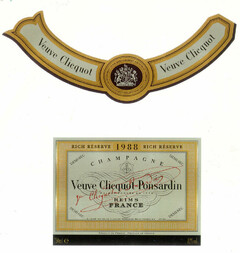 Veuve Clicquot RICH RÉSERVE 1988 DEMI-SEC CHAMPAGNE Veuve Cliquot Ponsardin MAISON FONDÉE EN 1772 REIMS FRANCE