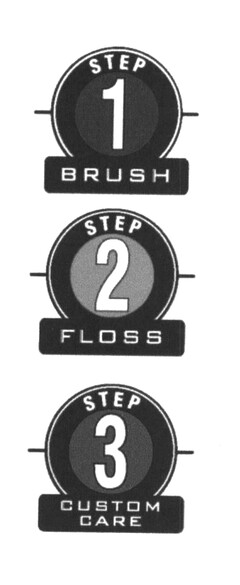 STEP 1 BRUSH STEP 2 FLOSS STEP 3 CUSTOM CARE