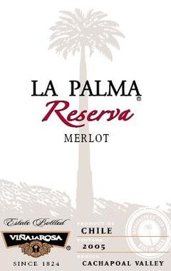 LA PALMA Reserva MERLOT VIÑA LA ROSA SINCE 1824 CHILE 2005 CACHAPOAL VALLEY