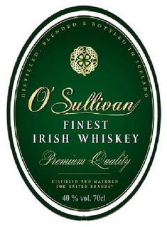 O' SULLIVAN FINEST IRISH WHISKEY PREMIUM QUALITY