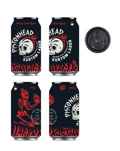 PISTONHEAD KUSTOM LAGER BREWED WITH AMARILLO HOPS MAKING THINGS BLACK