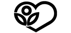 Herz mit Kreis und zwei Pflanzenblättern
