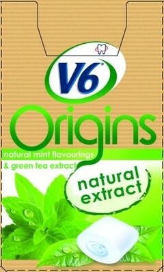 V6 Origins natural extract natural mint flavourings & green tea extract