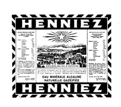 HENNIEZ ANCIENS BAINS D'HENNIEZ EAU MINÉRALE ALCALINE NATURELLE GAZÉIFIÉE HENNIEZ
