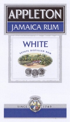 APPLETON JAMAICA RUM WHITE ESTATE DISTILLED RUM SINCE 1749