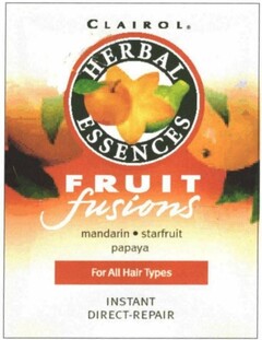 CLAIROL HERBAL ESSENCES FRUIT fusions mandarin starfruit papaya For All Hair Types INSTANT DIRECT-REPAIR