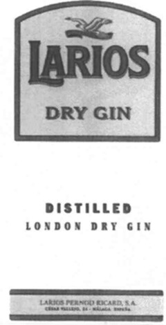 LARIOS DRY GIN DISTILLED LONDON DRY GIN