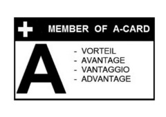 MEMBER OF A-CARD A -VORTEIL-AVANTAGE-VANTAGGIO-ADVANTAGE