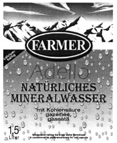 FARMER NATÜRLICHES MINERALWASSER mit Kohlensäure gazéifiée, gassata 1,5 Liter