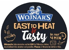 WOJNAR'S EASY TO HEAT & Tasty in nur 4 MIN Mikrowelle: Folie einstechen und bei 600W für 4 Minuten erhitzen. Anschliessend Folie abziehen und geniessen. Pfanne: 2 Minuten bei mittlerer Hitze.