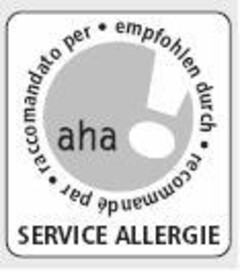 aha raccomandato per empfohlen durch recommandé par SERVICE ALLERGIE