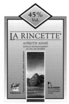 LA RINCETTE APÉRITIF ANISÉ DISTILLÉ ARTISANALEMENT AU VAL-DE-TRAVERS 45% Vol.