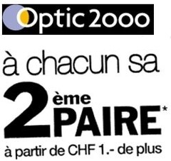 Optic 2000 à chacun sa 2ème PAIRE à partir de CHF 1.- de plus