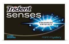 Trident senses FRESHNESS CRYSTALS 14 GUMS SUGARFREE mint mystery