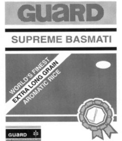 GUaRD SUPREME BASMATI WORLD'S FINEST EXTRA LONG GRAIN AROMATIC RICE GUaRD