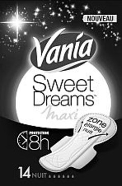 NOUVEAU Vania Sweet Dreams Maxi zone élargie nuit PROTECTION 8h 14Nuit