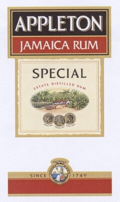 APPLETON JAMAICA RUM SPECIAL ESTATE DISTILLED RUM SINCE 1749