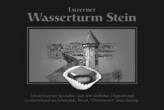 Luzerner Wasserturm Stein Feinste Luzerner Spezialität, nach dem Originalrezept von 1937. Confiseriekunst aus Schokolade, Biscuit, "Chriesiwasser und Gianduja.