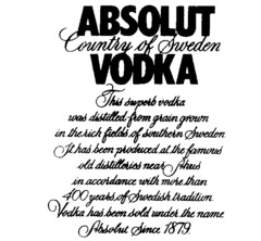 ABSOLUT VODKA Country of Sweden